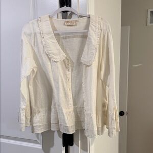 Chic Cream Women's Blouse with Ruffle Details